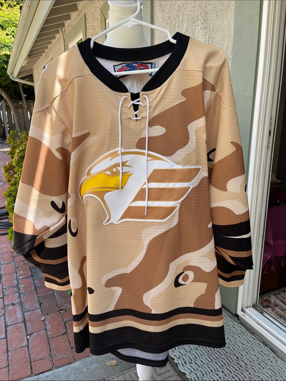 Camo Hockey Jersey Colorado Eagles 2013  Tan Black Men's Small